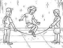 Kids playing jump rope