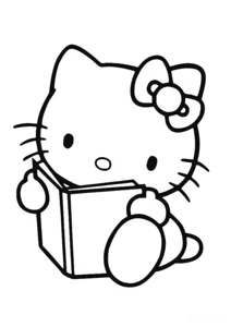 Розмальовка «Kitty читає книжку»: роздрукувати, завантажити