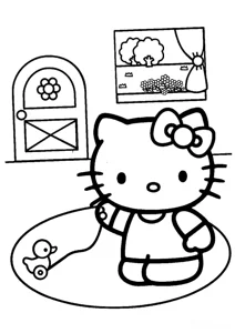 Розмальовка «Kitty з качечкою»: роздрукувати, завантажити