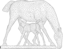 Кобила і теля 3d каркас