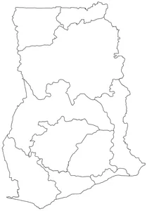 Контурна карта гани з регіонами
