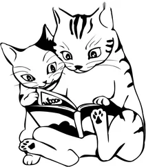 Коти читають книгу