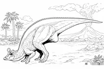 Lambeosaurus by the volcano