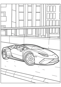 Розмальовка ««Ламборгіні Aventador у місті»»: роздрукувати, завантажити