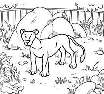 Lion in zoo enclosure
