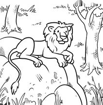 Lion resting on a rock