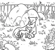 Lioness and cub at the zoo