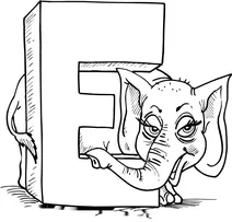 Літера e починає слово “elephant