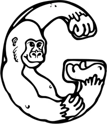 Літера g починає слово “gorilla