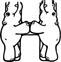 Літера h починає словa “hippo”та “hippopotamus