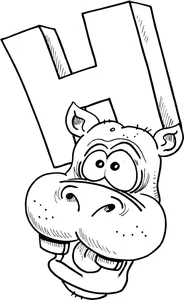 Літера h починає слово “hippopotamus