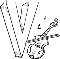 Літера v починає слово “violin