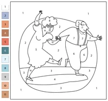 Літні люди — розфарбування за номерами