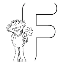 Лялька-жаба із квіточкою обіймає літеру f