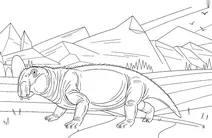 Lystrosaurus in mountain valley