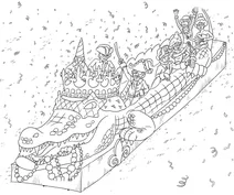 Mardi gras alligator parade float