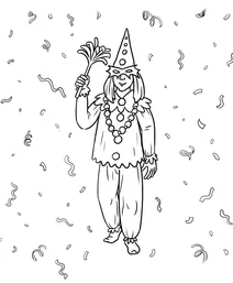 Mardi gras jester with confetti