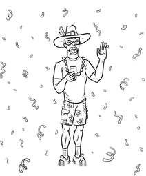 Mardi gras man with mask and beads