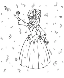 Mardi gras masked woman in gown