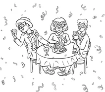 Mardi gras masquerade party at the table