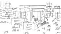 Minecraft house in the forest