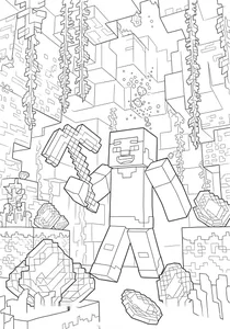 Minecraft steve mining diamonds