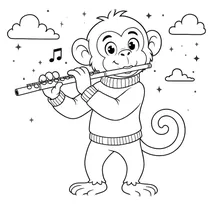 Monkey plays a flute