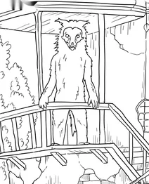 Monster on the haunted balcony