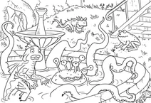 Monsters in the haunted fountain