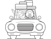 Мультфільм мандрівник за кермом автомобіля