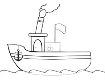 Мультяшний пароплав на морі