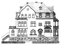 Напіввілла keller/kramer, бонн: креслення, боковий вигляд, 1908