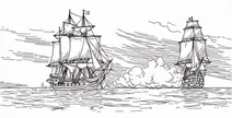 Naval battle scene from the early 19th century