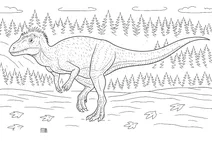 Neovenator dinosaur in forest