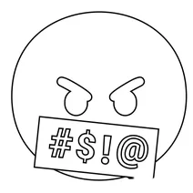 Обличчя із символами на роті emoji