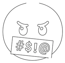 Обличчя з символами на роті emoji