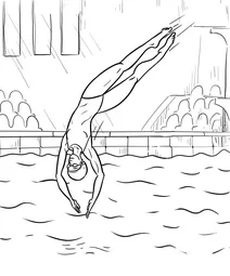 Olympic swimmer diving into pool
