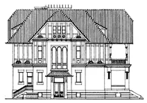 Пам’яткова вілла, adenauerallee 7, бонн-сюдштадт: креслення, південний фасад, 1906