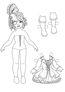 Папір лялька дівчинка Варя з одягом пірата