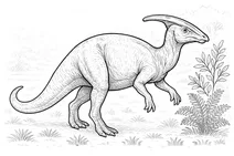 Parasaurolophus eating ferns