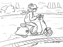 Person racing on a scooter