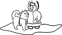 Пес ескімо із дівчинкою