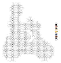 Pixel art man riding a scooter color by number