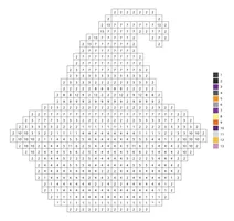 Pixel black cat with witch hat color by number