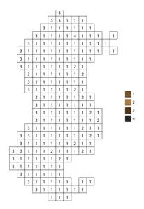 Pixel brown seahorse color by number