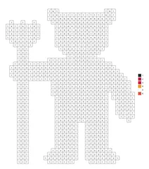 Pixel devil character holding trident color by number