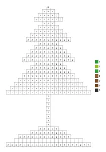 Pixel green tree color by number