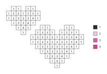 Pixel hearts color by number