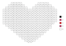 Pixel pink heart color by number
