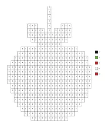 Pixel red apple color by number